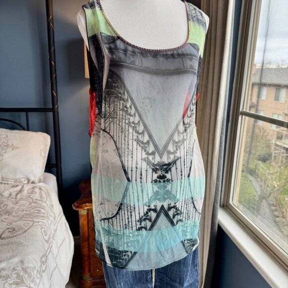Zara Multicolour Print Sheer Tank Top - Picture 4 of 13